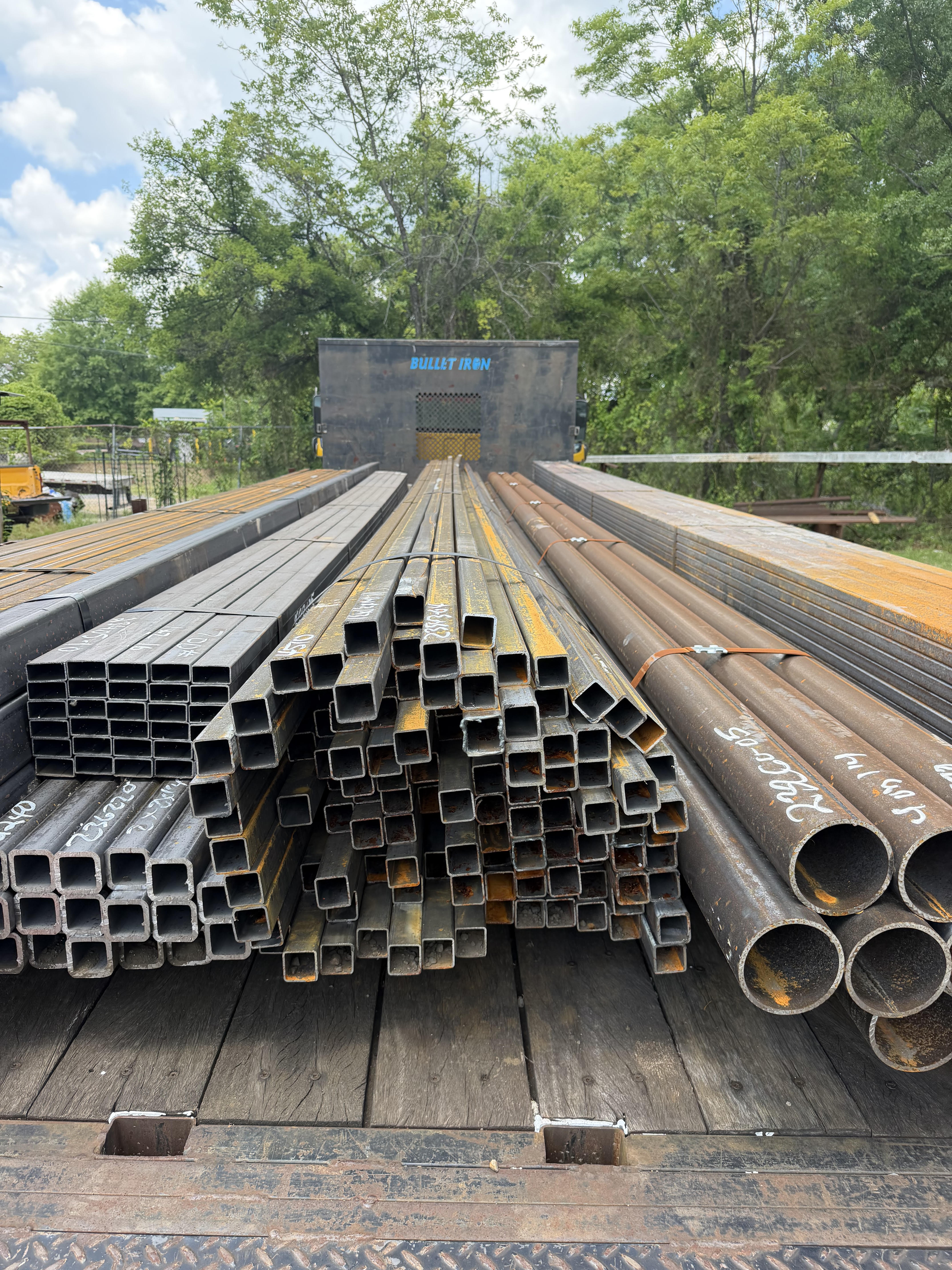 Steel tubing and structural material load ready for distribution